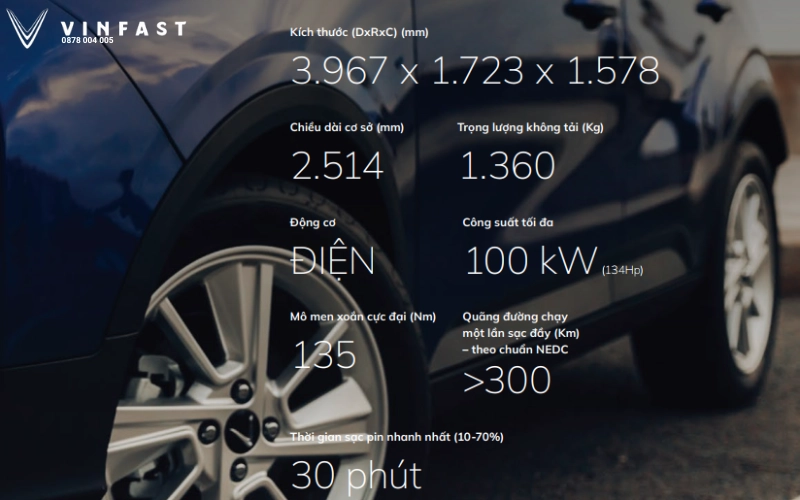 kích thước và trọng lượng vinfast vf5