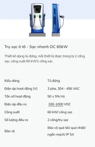 Trụ sạc nhanh DC 60kw